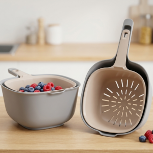 Double-Layer Kitchen Drain Basket/Bowl Set - Image 1